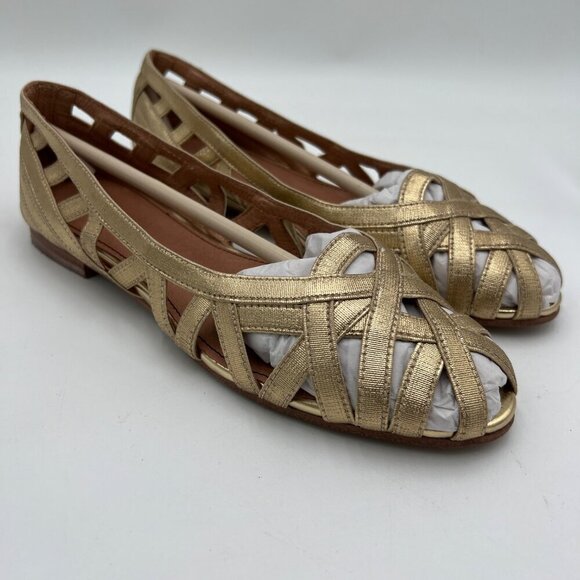 Anthopologie Matiko Zena Strappy Flats Woman's size 36 gold - Picture 1 of 14